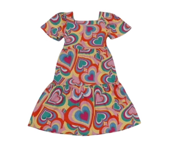 Vestido Rose Infantil  Manga Curta Viscolycra Estampado