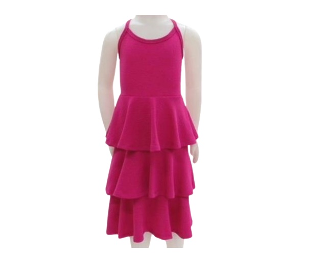 Vestido Rose Juvenil Alça Poliéster Babado
