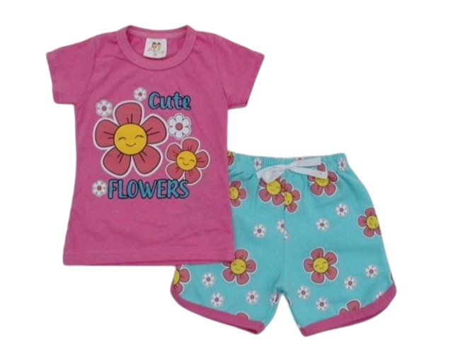 Conjunto Pituki Primeiros Passos Feminina Manga Curta Malha Short