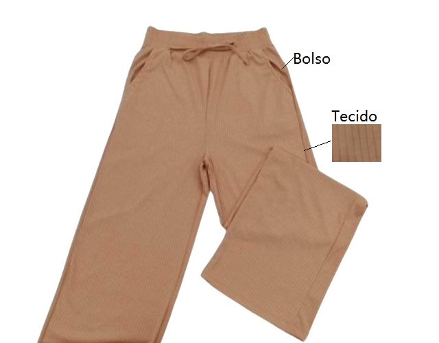 Calça Pacoleon Adulto Malha Canelada 2bolsos