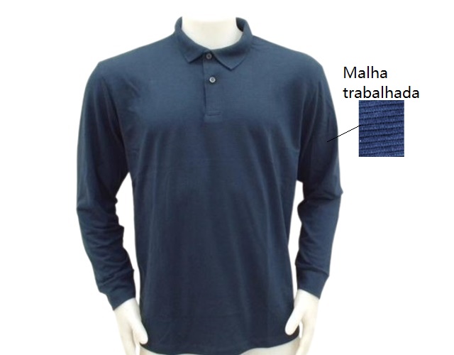 Polo Mmt Adulto Masculino Manga Longa Malha