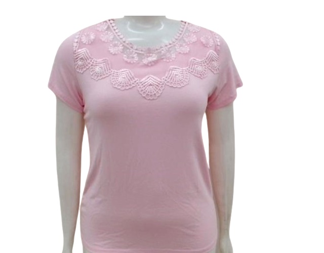 Blusa 7linhas Adulto Extra Grande Feminina Manga Curta Viscolycra Guipir