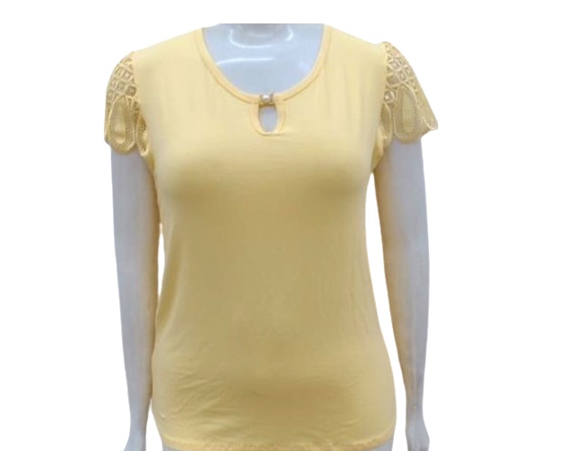 Blusa 7linhas Adulto Extra Grande Feminina Manga Curta Viscolycra Guipir