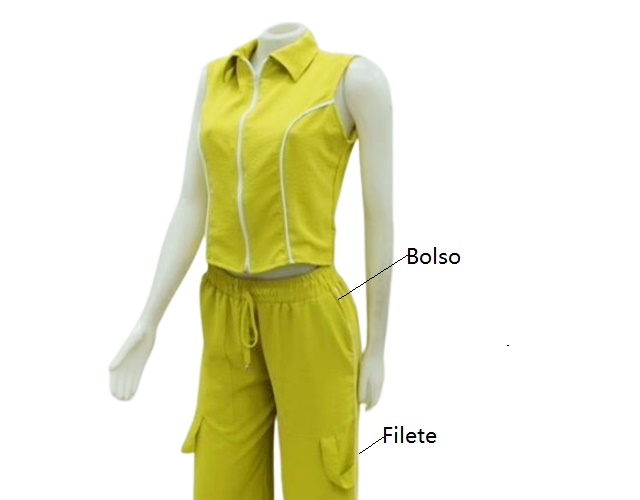 Conjunto Ekisugui Adulto Feminina Sem Manga Duna Cropped Calça