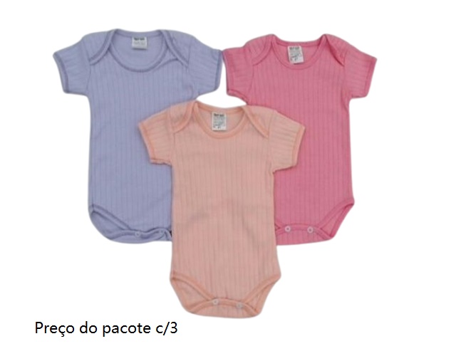 Body Timufy Bebe  Manga Curta Suedine Canelada (c/3)