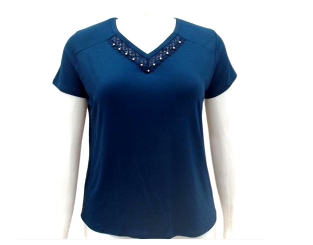 Blusa 7linhas Adulto Extra Grande Feminina Manga Curta Viscolycra Guipir