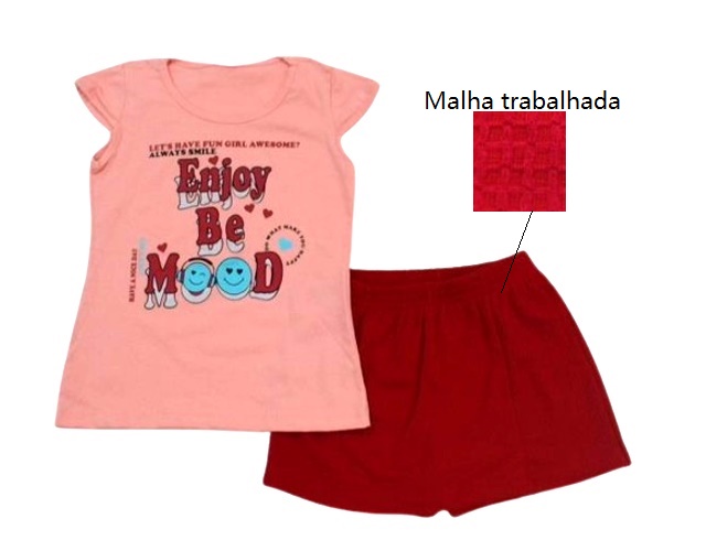 Conjunto Wilbertex Infantil  Manga japonesa Malha Short-sai