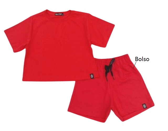 Conjunto Sweetchild Infantil Feminina Manga Curta Malha Cropped Shor