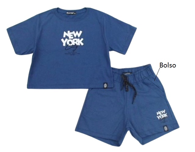 Conjunto Sweetchild Infantil Feminina Manga Curta Malha Cropped Shor