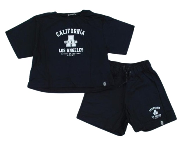 Conjunto Sweetchild Juvenil Feminina Manga Curta Malha Cropped Shor