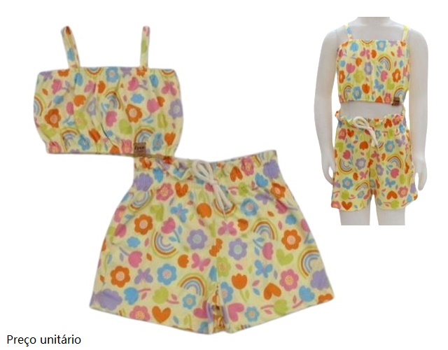 Conjunto Minhaflor Infantil Feminina Alça Poliéster Short
