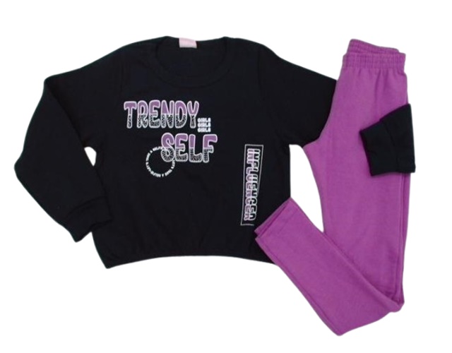 Conjunto Wilbertex Infantil Feminina Moletom Cropped Legging