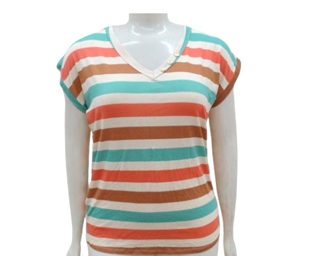 Blusa Sobmedida Adulto Extra Grande Feminina Manga japonesa Viscolycra Listrada