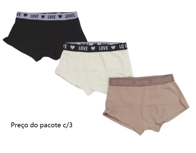 Calcinha-boxer Kellynha Adulto  Cotton (c/3)