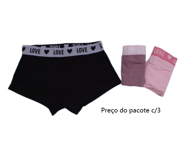 Calcinha-boxer Kellynha Adulto Feminina Cotton (c/3)