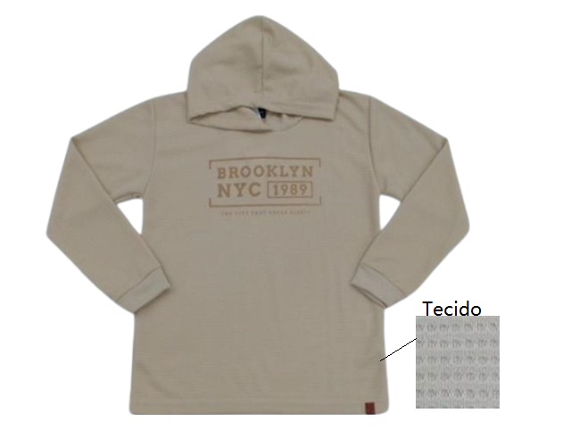 Camiseta Viston Juvenil Masculino Manga Longa Malha Trabalhada Capu