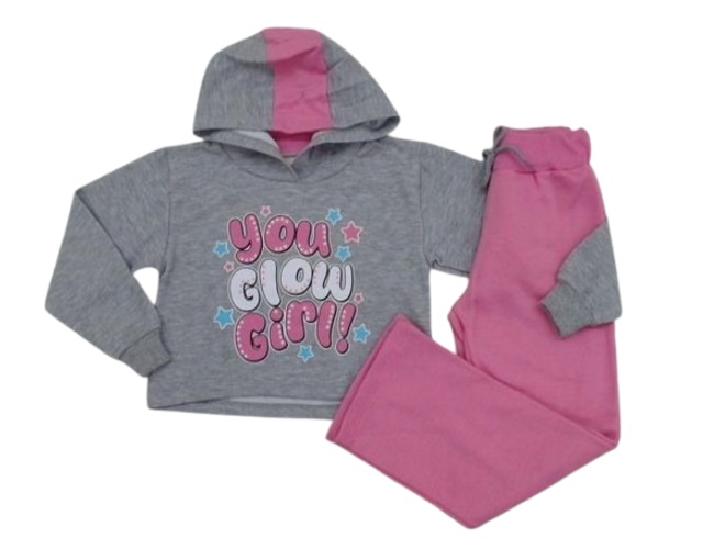 Conjunto Viston Infantil Feminina Moletom Cropped Capuz Calça