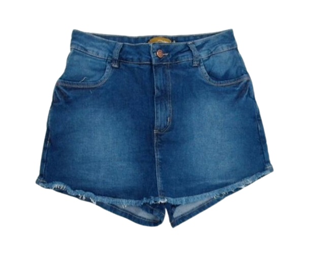 Short-saia Vivlon Adulto Feminina Jeans Lycra Escuro