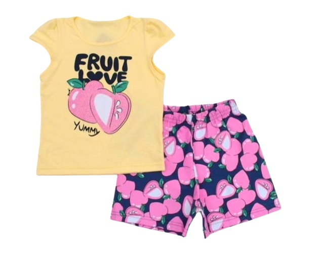 Conjunto Jositex Infantil Feminina Manga japonesa Malha Short