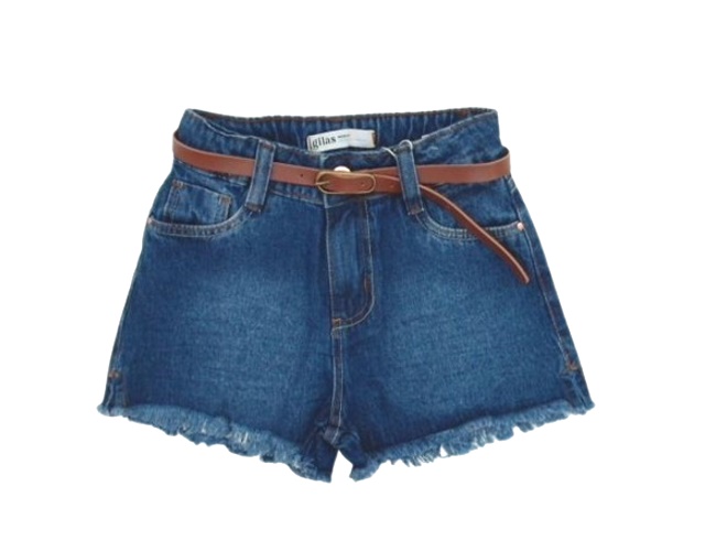 Short Gilas Juvenil Feminina Jeans Cinto