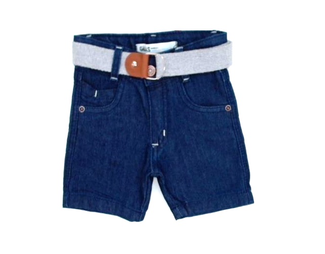 Bermuda Gilas Primeiros Passos Masculino Jeans Lycra Cinto