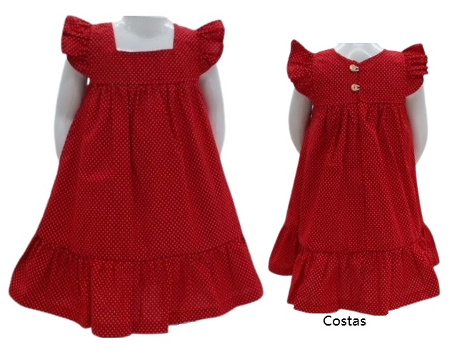 Vestido Nilvitex Primeiros Passos Manga japonesa Tricoline