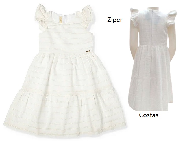 Vestido Vrasalon Infantil Manga japonesa Viscose Listrada Forrado