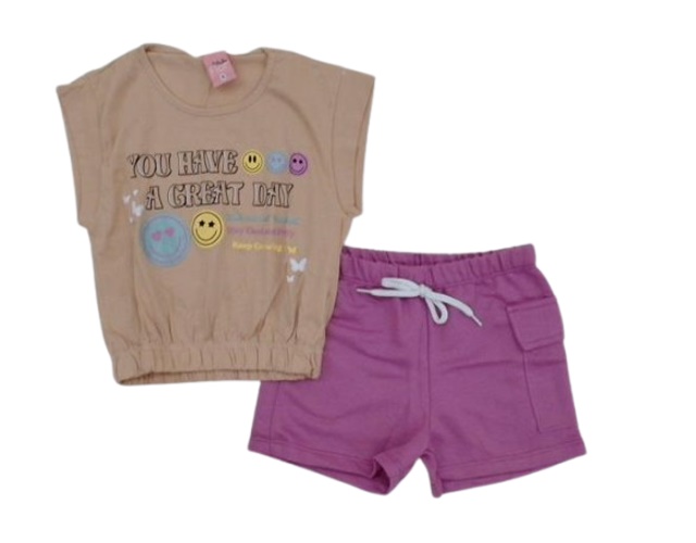 Conjunto Minhaflor Infantil Feminina Manga japonesa Malha Short