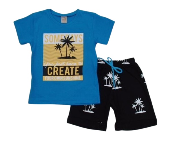 Conjunto Popin Primeiros Passos Masculino Manga Curta Malha