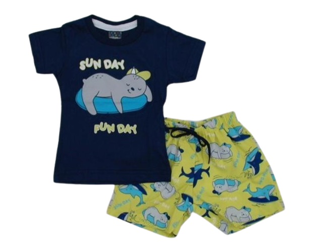 Conjunto Viston Bebe Masculino Manga Curta Malha