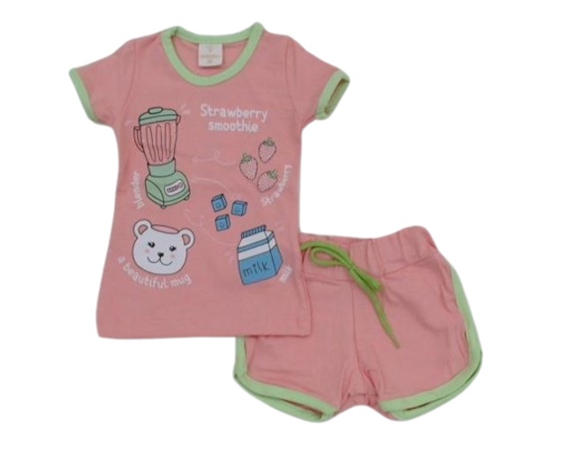 Conjunto Viston Bebe Feminina Manga Curta Cotton Short
