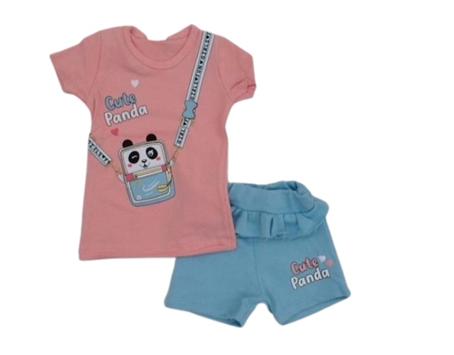 Conjunto Viston Bebe Feminina Manga Curta Cotton Short
