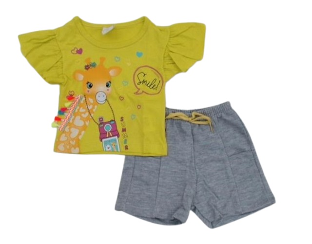 Conjunto Viston Primeiros Passos Feminina Manga Curta Malha Short