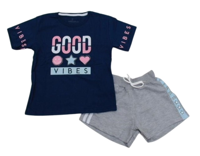 Conjunto Viston Juvenil Feminina Manga Curta Malha Short