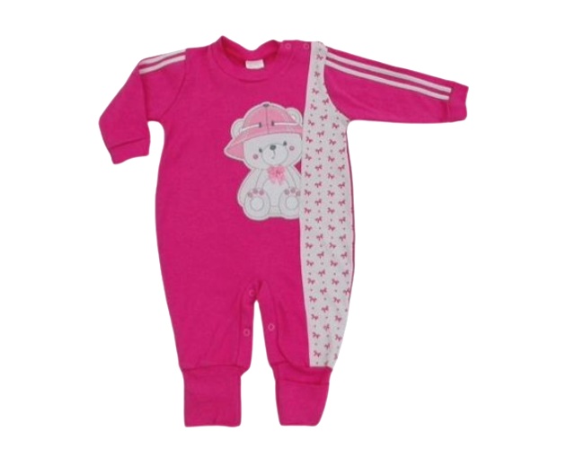 Macacão Petutinha Bebe Feminina Longo Suedine Pé Reversív