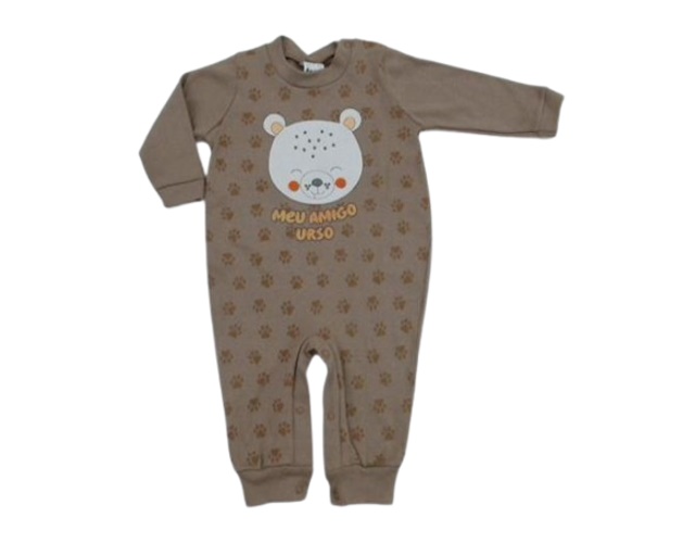 Macacão Petutinha Bebe Masculino Longo Suedine S/pé