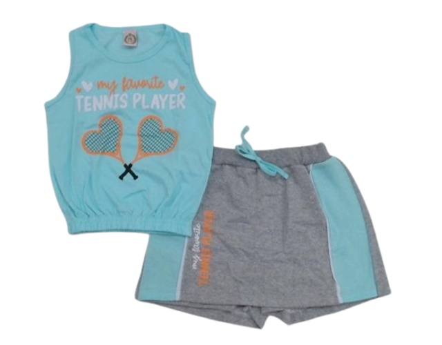 Conjunto Pimentinha Juvenil Feminina Regata Malha Short-saia