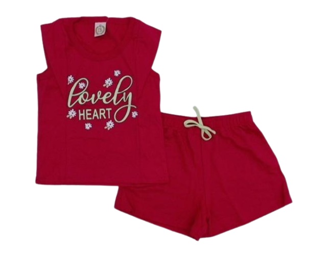 Conjunto Pimentinha Juvenil Feminina Regata Malha Short