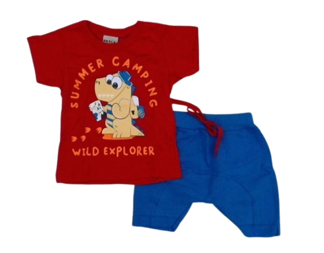 Conjunto Pimentinha Bebe Masculino Manga Curta Malha