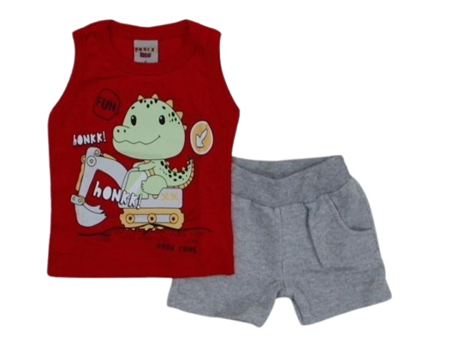 Conjunto Pimentinha Bebe Masculino Regata Machão Malha