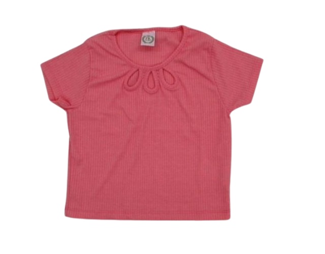 Blusa Pk Juvenil Feminina Manga Curta Malha Canelada Cropped