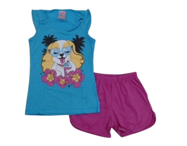 Conjunto Fashionk Infantil Feminina Manga japonesa Malha Short