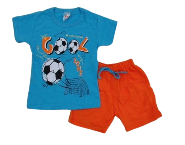 Conjunto Fashionk Primeiros Passos Masculino Manga Curta Malha