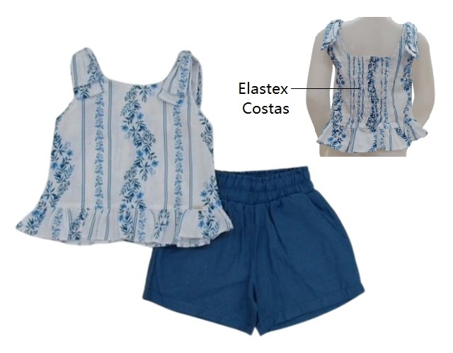 Conjunto Vrasalon Infantil Feminina Regata Tecido Plano Short