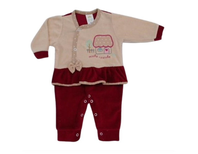Macacão Bebelezinha Bebe Feminina Longo Plush S/pé