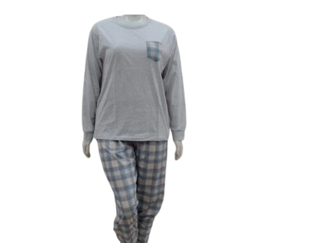 Pijama Desayner Adulto Extra Grande Feminina Manga Longa Malha Bolso