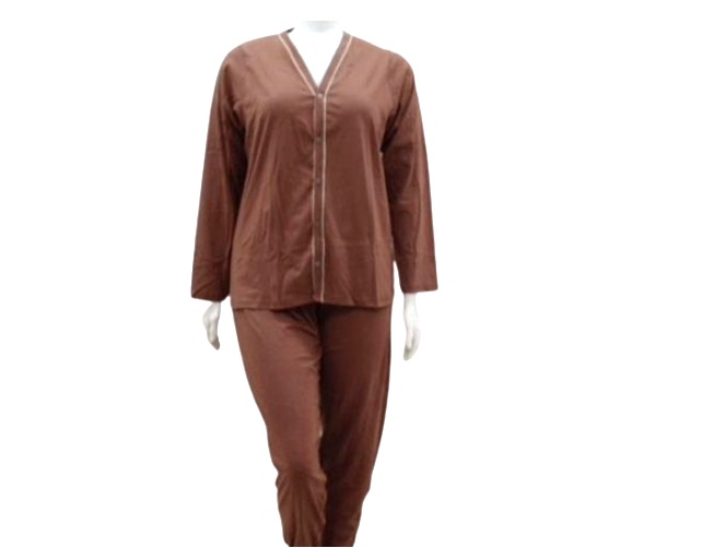 Pijama Desayner Adulto Extra Grande Feminina Manga Longa Malha Aberto