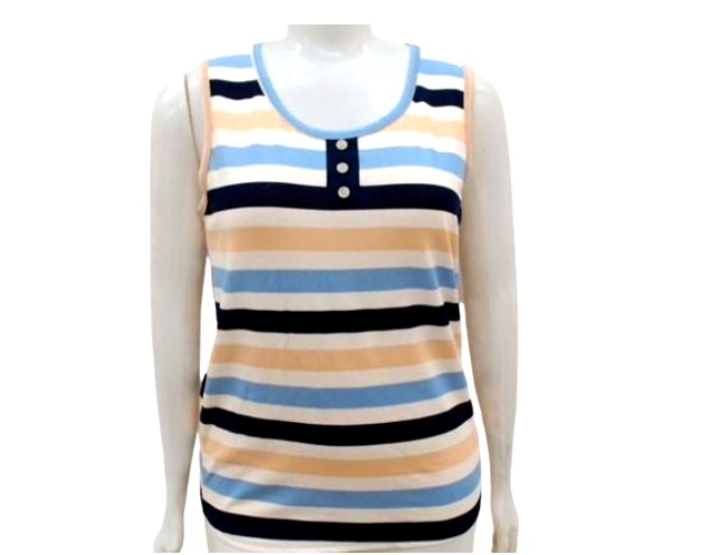 Blusa 7linhas Adulto Extra Grande Feminina Regata Viscolycra Listrada