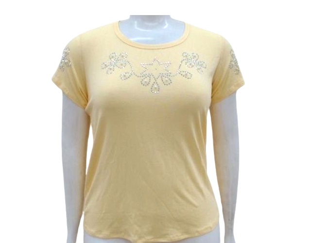 Blusa Sobmedida Adulto Extra Grande Feminina Manga Curta Viscolycra Aplique