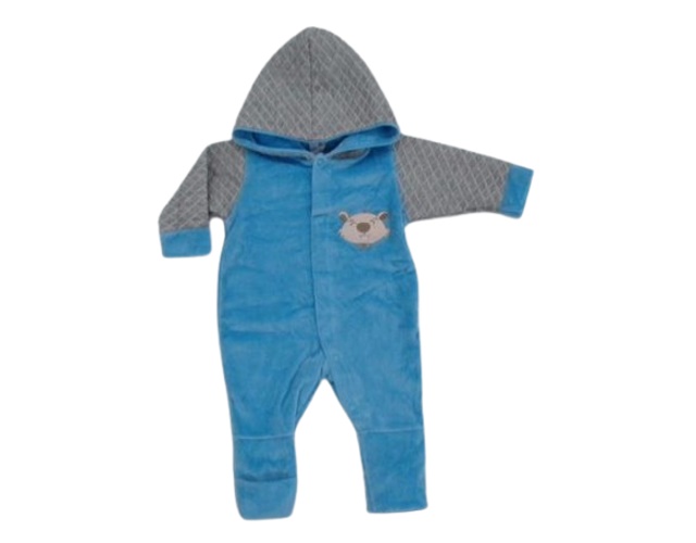 Macacão Bloomys Bebe Masculino Longo Plush Suedine Capuz